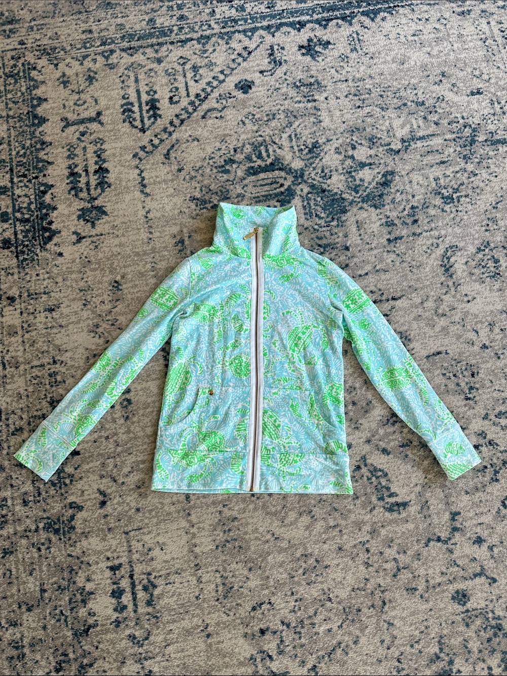 Lilly Pulitzer Leona “Let’s Get Crackin” Crab Zip Up Jacket Size XS